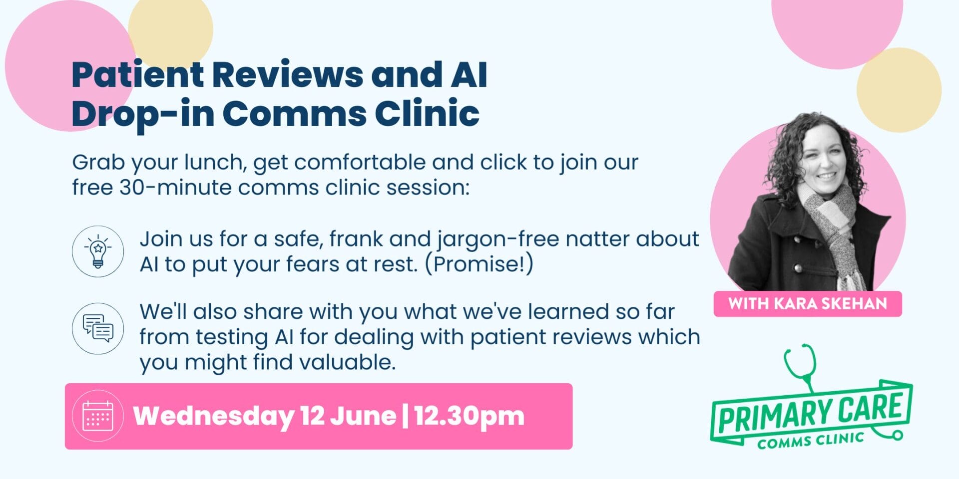 Drop-in Comms Clinic: Patient Reviews and AI
